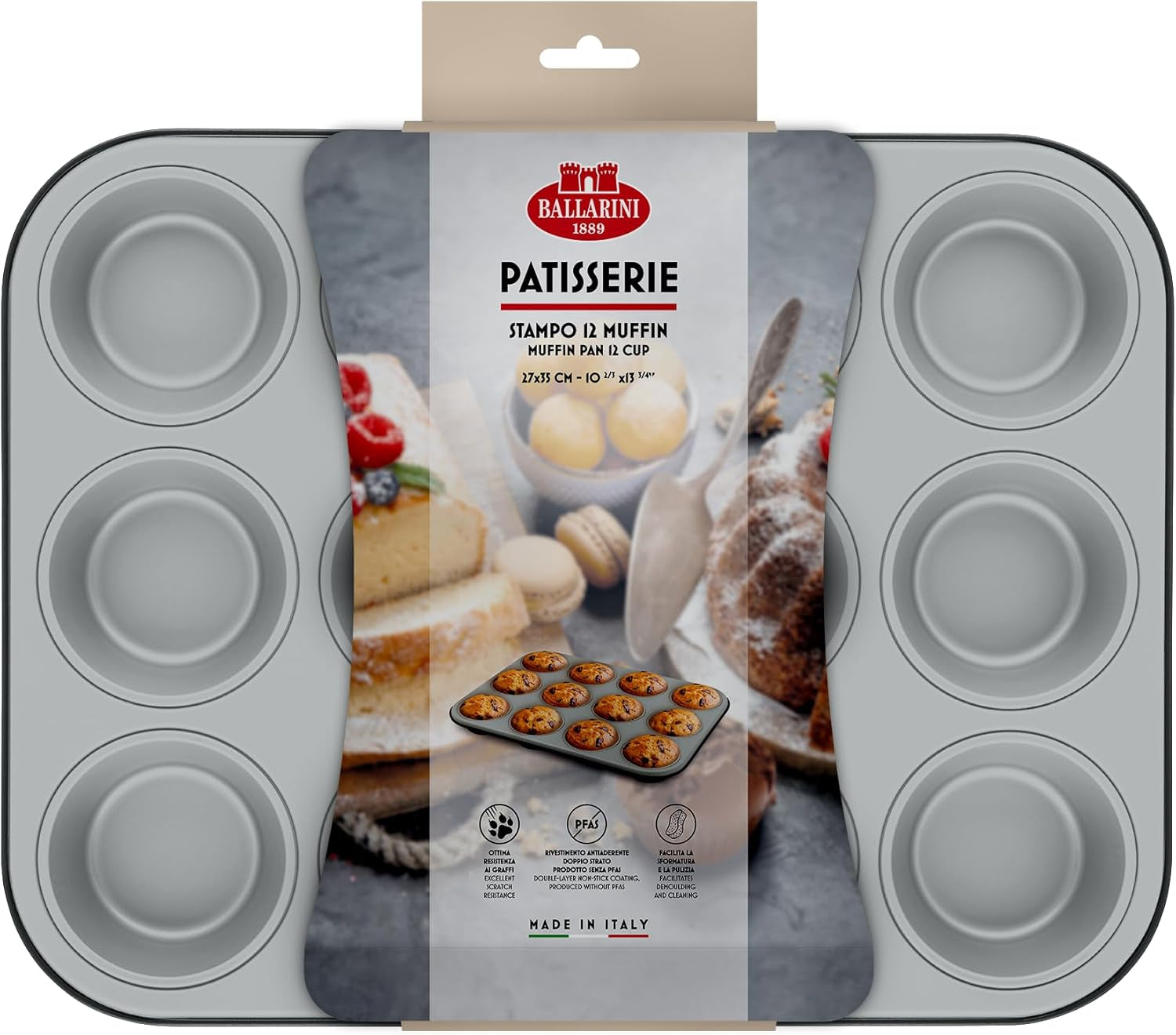 Ballarini, Teglie, vari modelli Stampi e teglie Naty Shop Grigio 12 Muffin, 27 x 35 cm