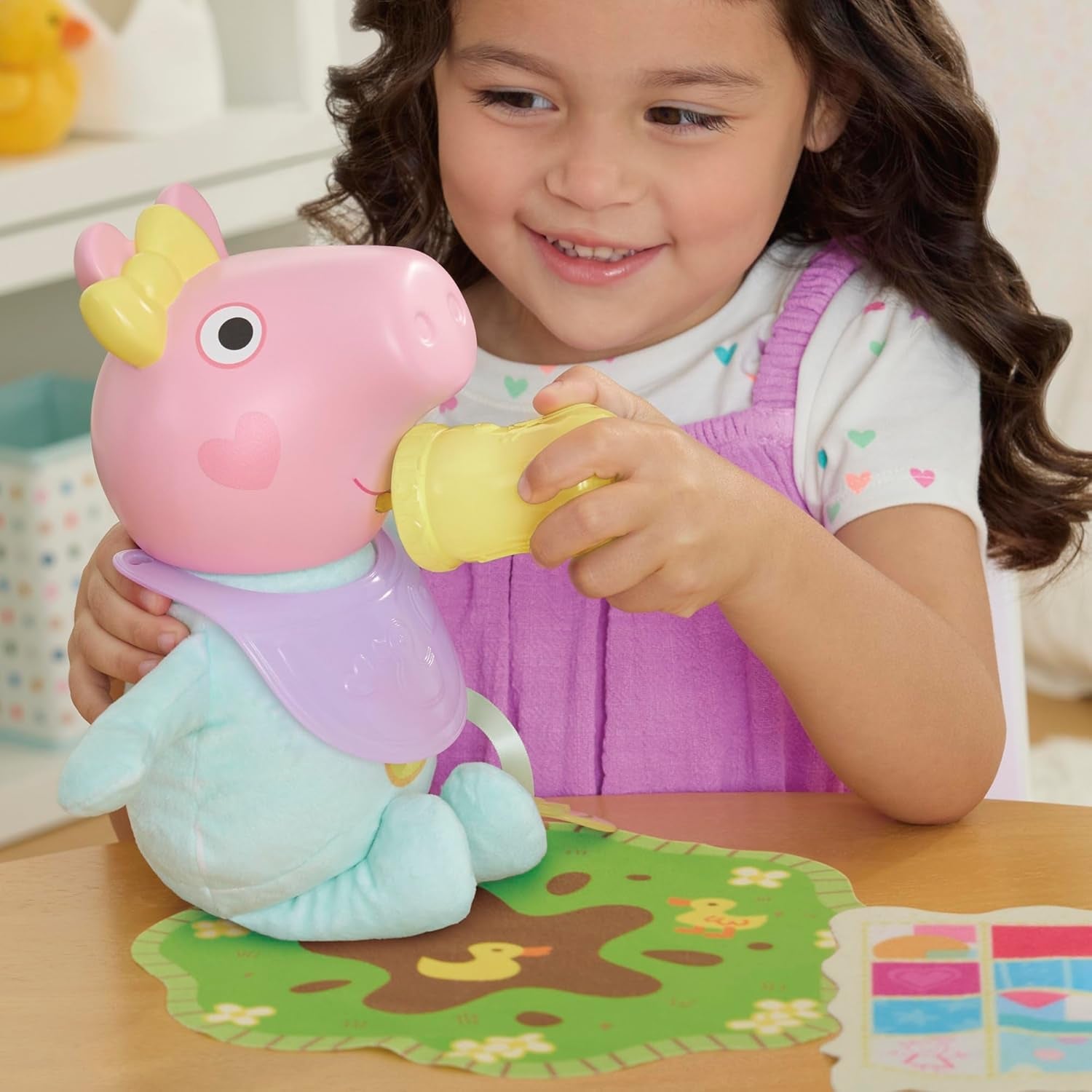 Peppa Pig bambola interattiva Evie da 28 cm con 20 suoni e molte funzioni, set di giocattoli per bambini dai 3 anni in su