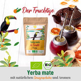 ORIGEENS BIO YERBA MATE alle arance 200 G - Tè fruttato I Tè Yerba Mate biologico non tostato, senza gambi e polvere I Bevanda energizzante e disintossicante