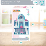 Casa delle bambole in legno, Castelli delle principesse in legno, Case delle bambole, 3 piani, Castelli delle principesse, 9 pezzi in legno, 37x15x53,5 cm, Giocattolo in legno, dai 3 anni in su
