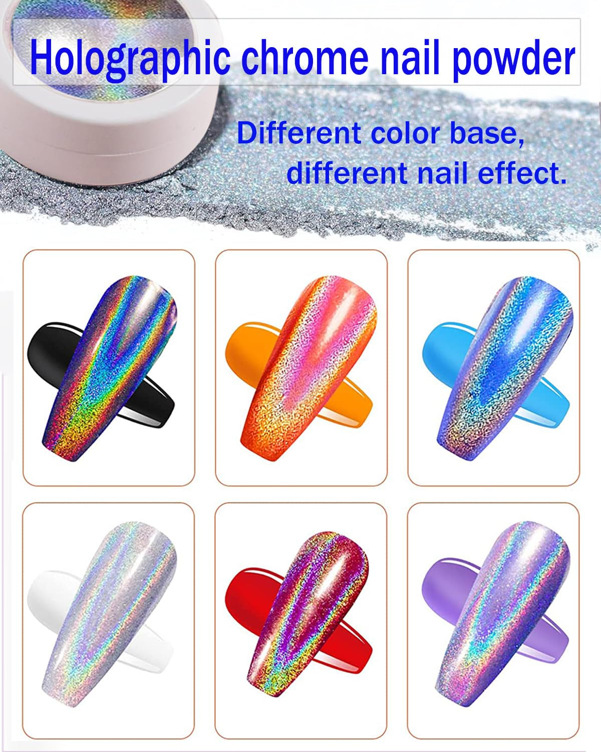 Wahrshei 6 Polvere per unghie cromata, Polvere cromata Nägel mit Spiegeleffekt, Puder laser cromato, Polvere effetto perla per unghie a ciambella smaltata