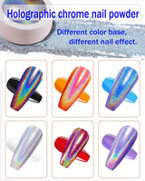Wahrshei 6 Polvere per unghie cromata, Polvere cromata Nägel mit Spiegeleffekt, Puder laser cromato, Polvere effetto perla per unghie a ciambella smaltata