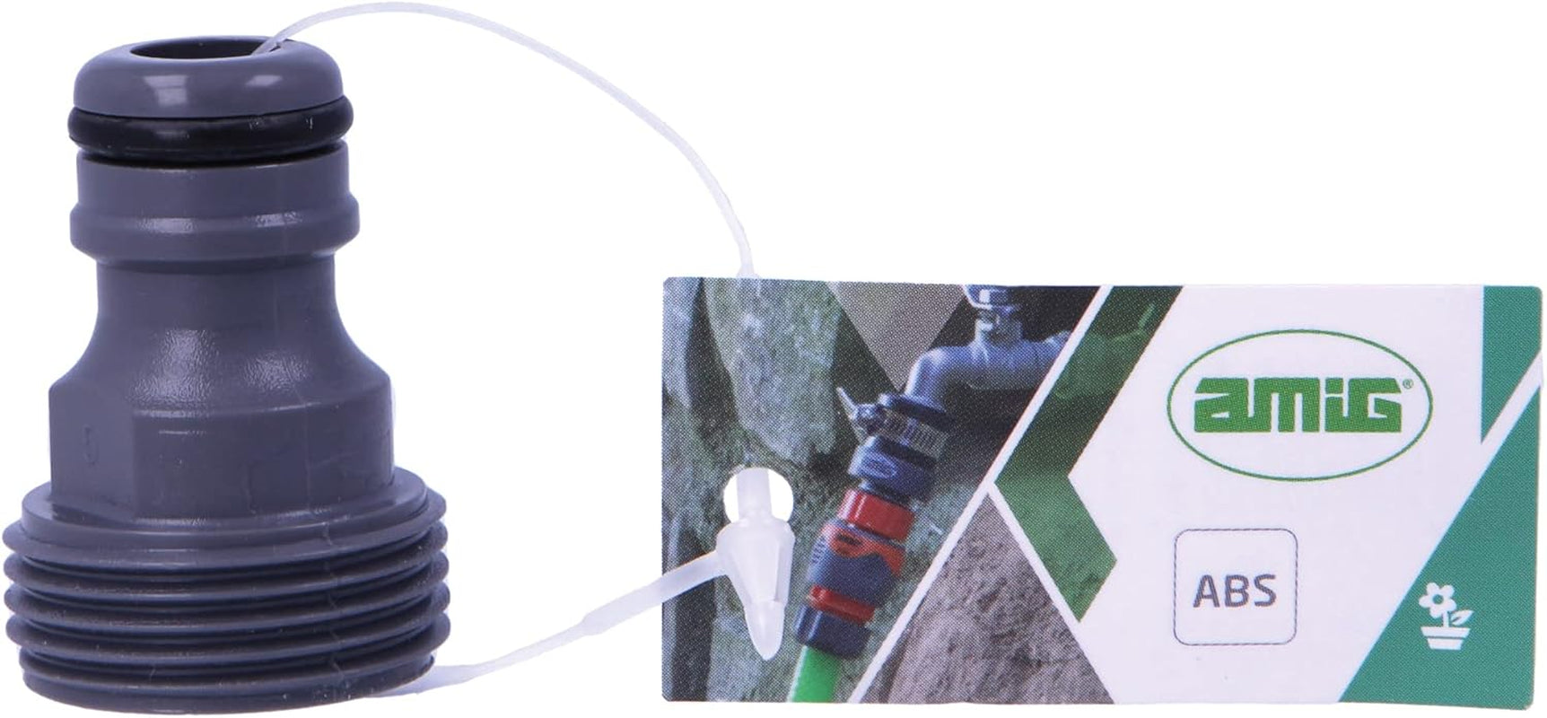 Amig - Adattatore maschio per attacco rubinetto da 3/4 pollici | Collegamento semplice e veloce per tubi dell'acqua | Connessione filettata | Plastica ABS e gomma | Grigio
