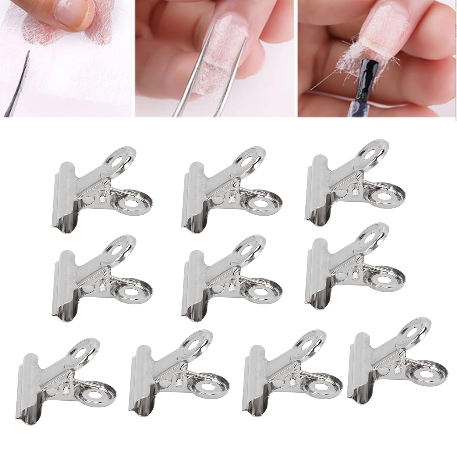 10 pezzi clip per unghie clip in metallo clip per estensione unghie strumento per nail art fissatore in fibra di vetro accessori per nail art attrezzatura pratica durevole salone fai da te per la casa