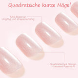 Kiiwah 48 pezzi unghie corte quadrate unghie artificiali rosa colla su punte per unghie corte punte per unghie finte