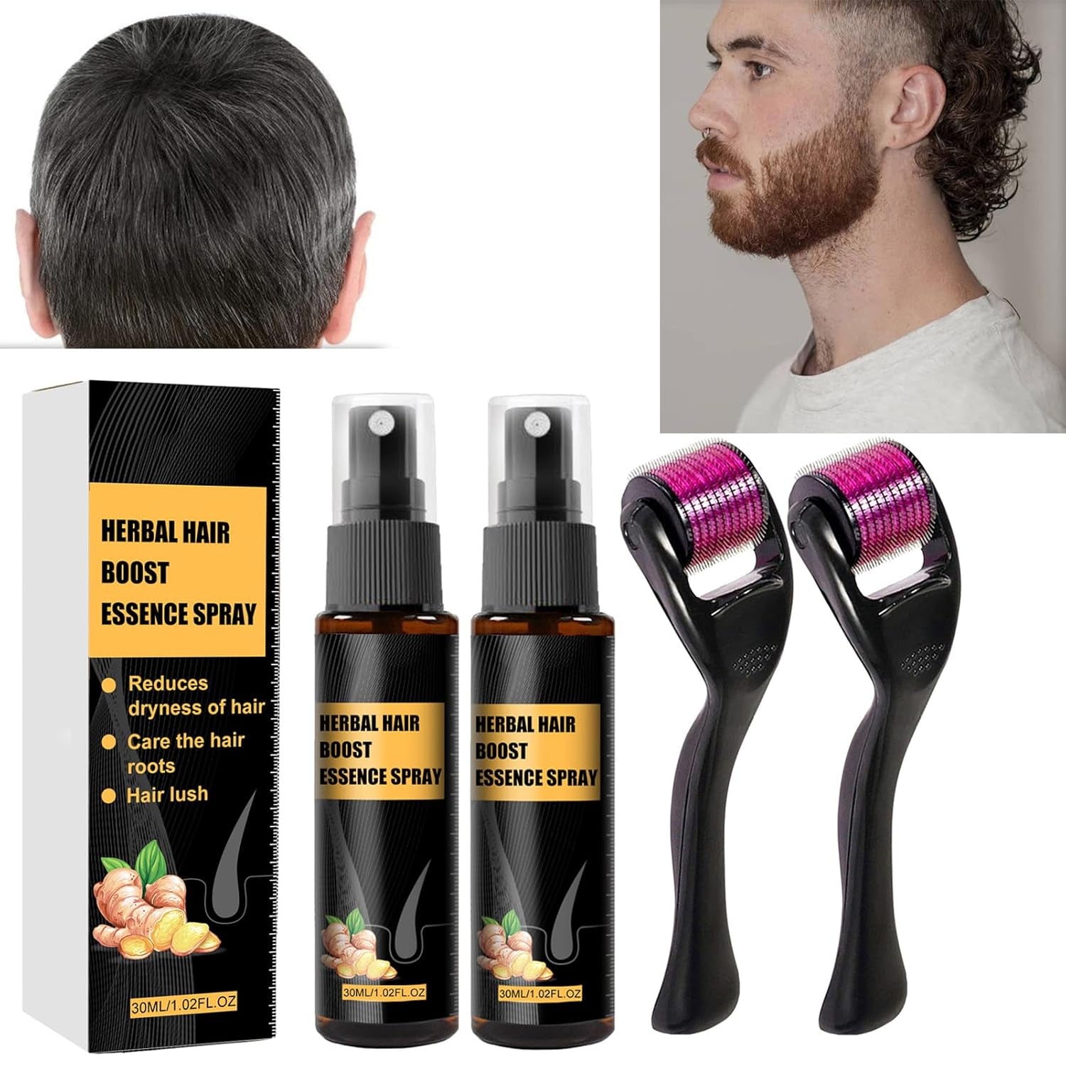 Kit per il trattamento avanzato della crescita dei capelli 30 ml 2 pezzi Spray per la crescita dei capelli Rullo per la crescita dei capelli e set di essenze Siero per la crescita dei capelli Anti caduta dei capelli Siero avanzato per la crescita dei capelli Cura dei capelli Naty Shop Default Title