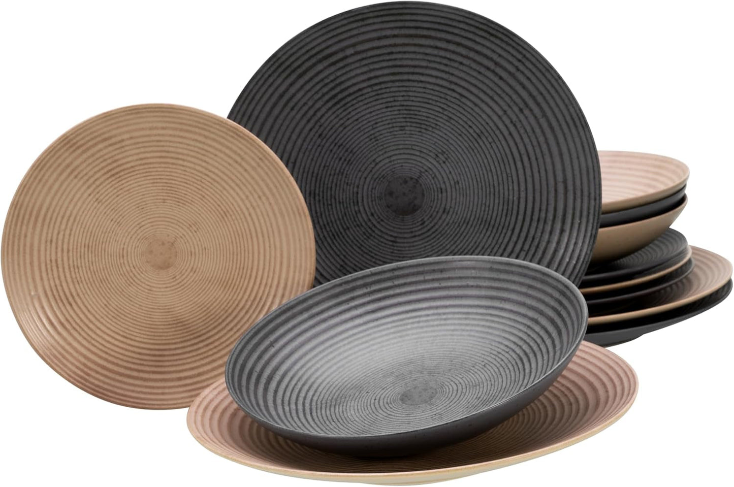CreaTable, 13139, serie Catania, set di stoviglie da 12 pezzi, set di piatti in porcellana, lavabile in lavastoviglie e adatto al microonde, prodotto in Portogallo