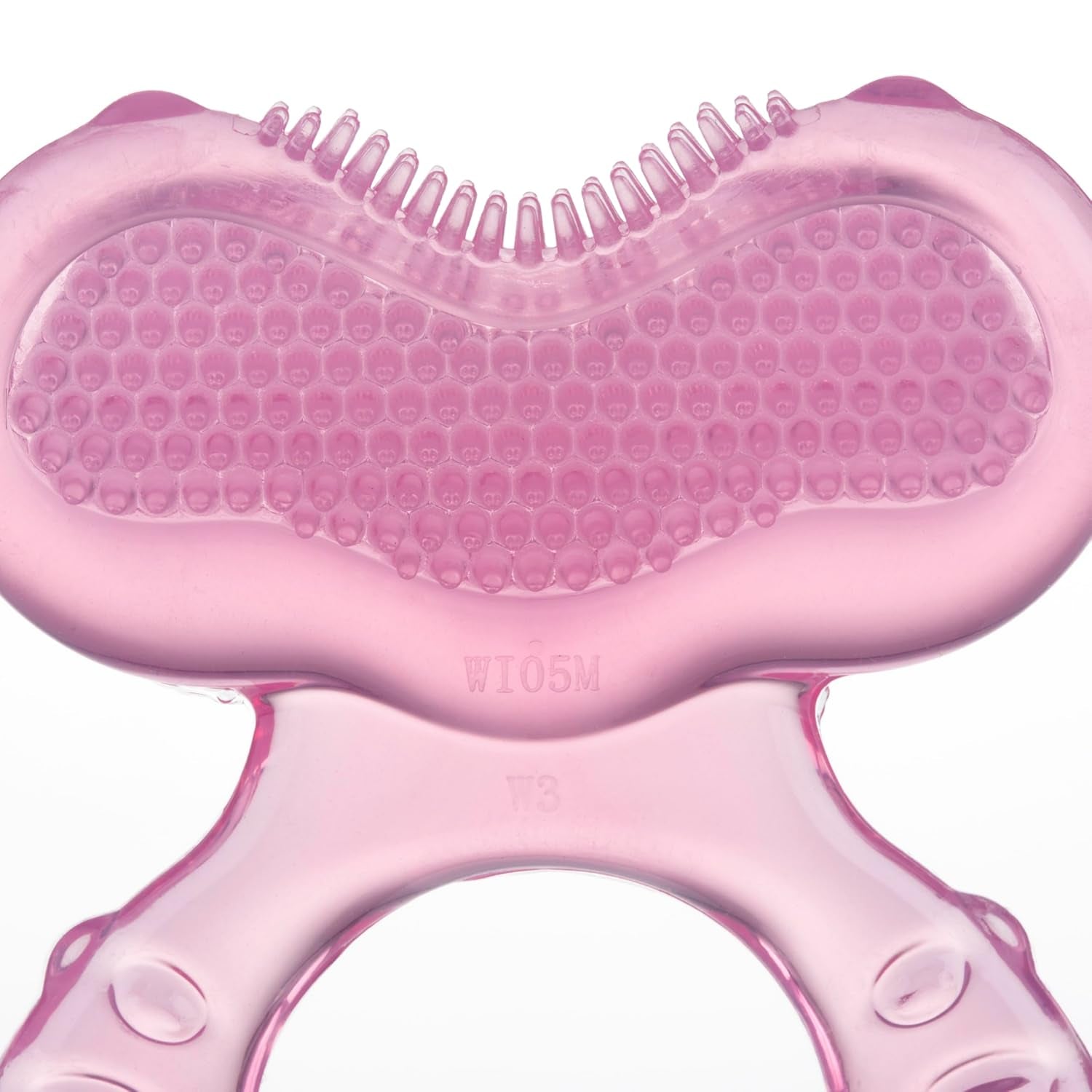 Nuby Teethe-eez Massaggiagengive in morbido silicone | Ausilio per la dentizione in silicone con superficie strutturata per massaggiare le gengive | Copertura igienica inclusa | Rosa | Da 3 mesi