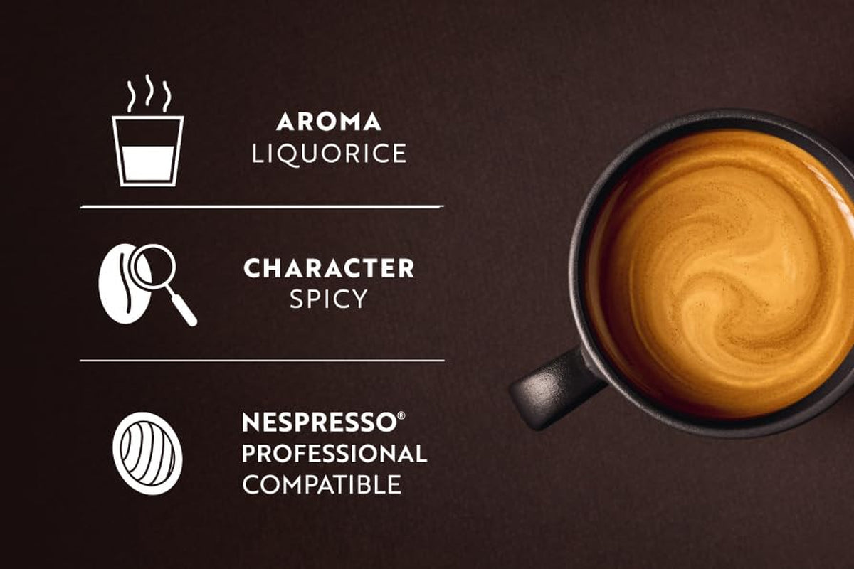 Café Royal Professional Tamponi, Lungo Forte, 50 tamponi compatibili Nespresso (R) Professional per ufficio e gastronomia, Rainforest Alliance zertifiziert, 100 centesimi di Arabica Kaffee, intensità 8