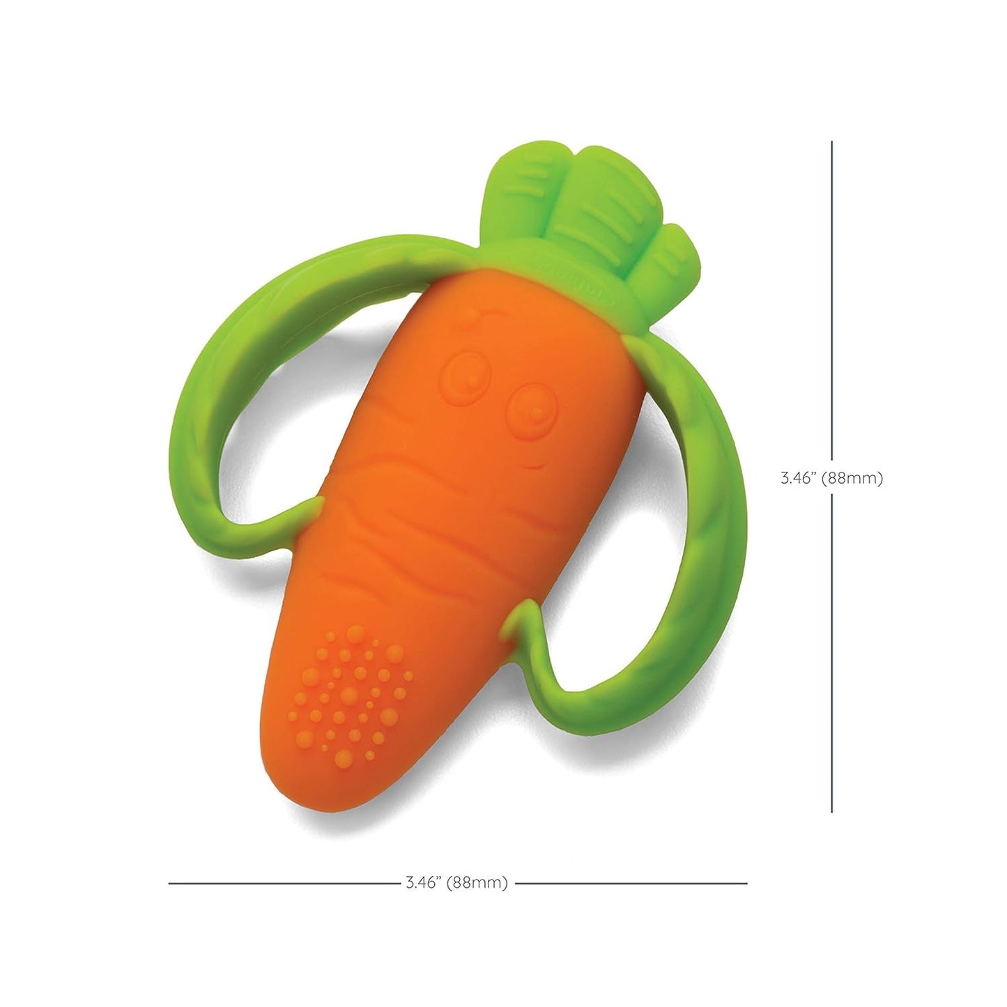 Infantino Lil' Nibbles, Massaggiagengive in silicone strutturato, Giocattolo massaggiagengive per neonati senza BPA, Morbido, facile da tenere, Stimolazione sensoriale per neonati, Carota