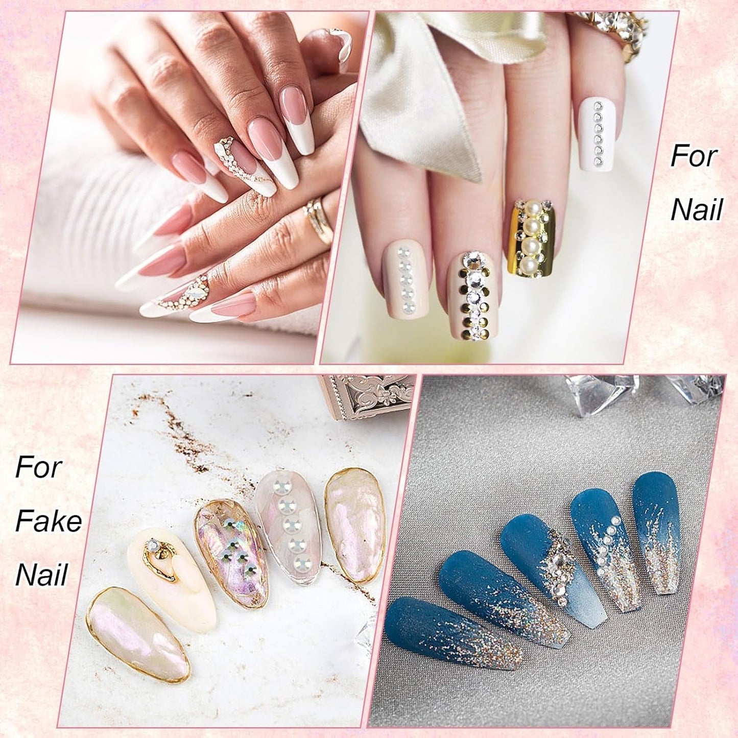 5820 Stück Strasssteine ​​​​Nägel, Glitzersteine ​​​​Nägel Und Halbrunde Perlen, AB Kristall Strass, Flatback Nagel Steine ​​Mit Pinzette Und Stift Für Nagel/Diy (Mehrere Größen Und Farben)