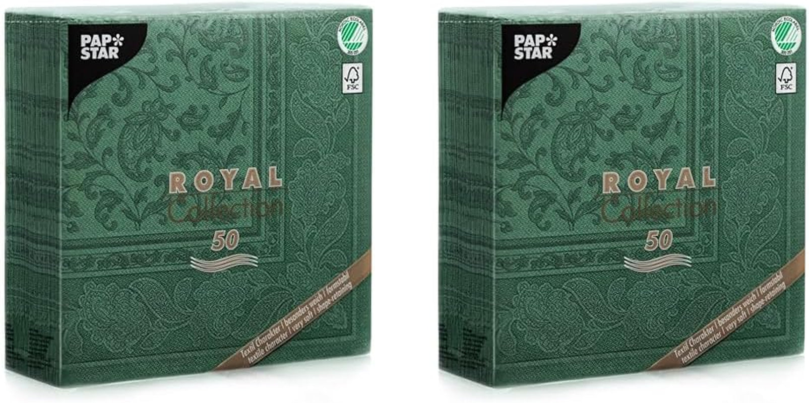 50 tovaglioli "ROYAL Collection" piega 1/4 40 Cm X 40 Cm verde scuro "Ornamenti"
