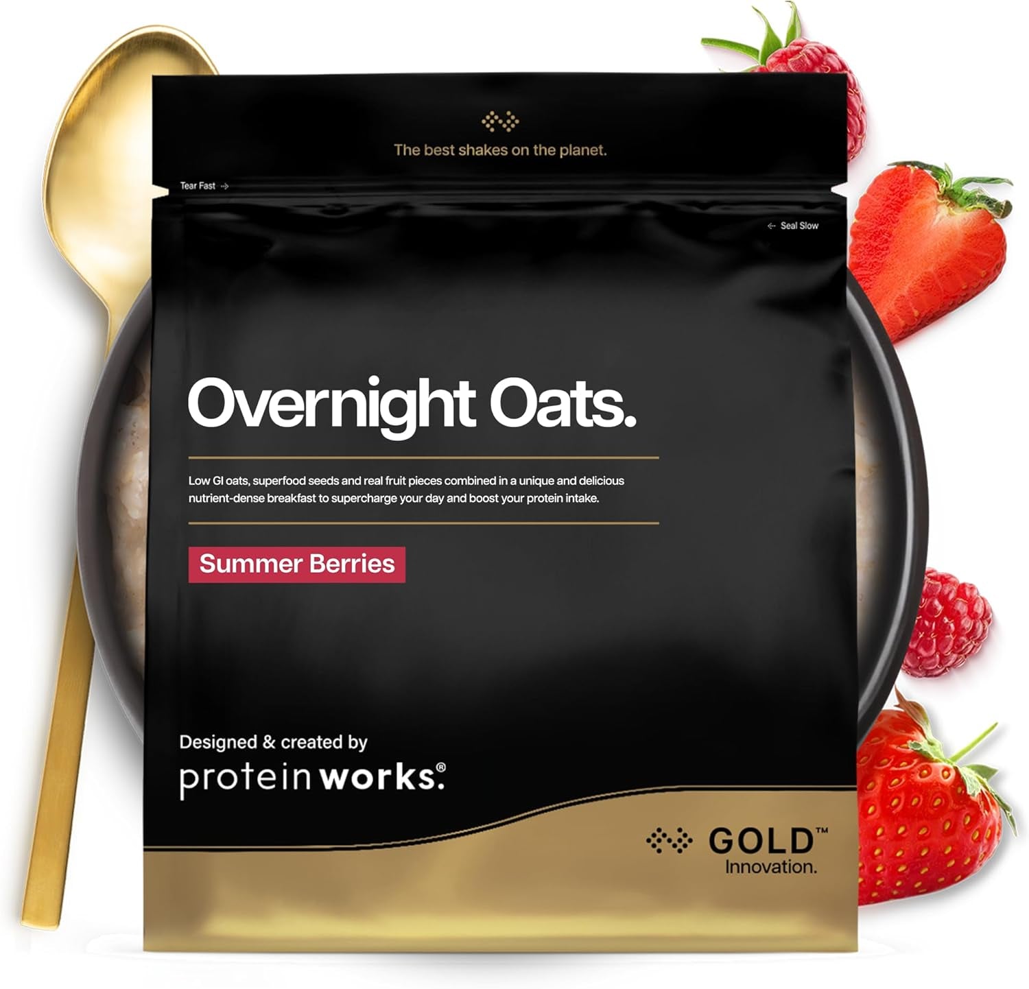 Farina d'avena notturna con proteine ​​| Cioccolato fondente e lampone | Colazione ad alto contenuto proteico | Snack a basso contenuto di zuccheri | Farina d'avena a basso indice glicemico | 500 g