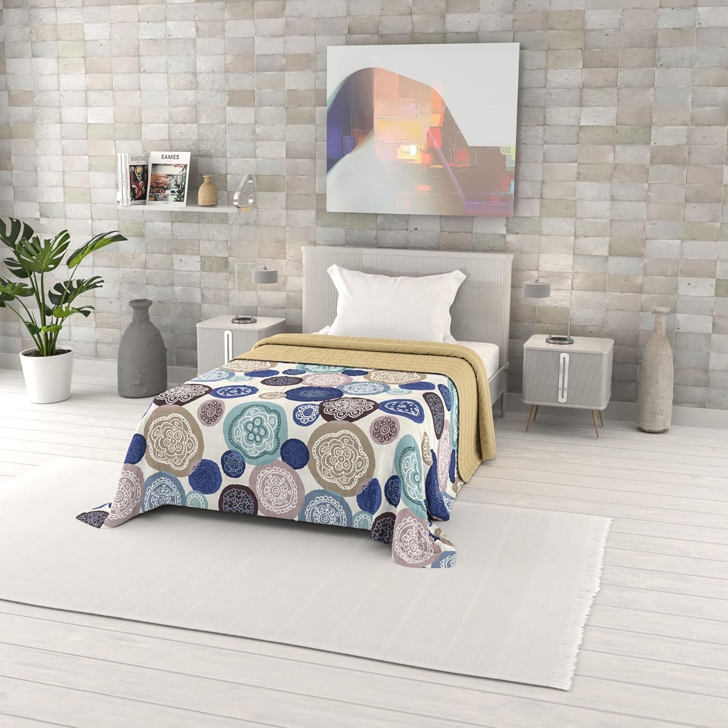 Trapunta estiva stampata fantasia, imbottitura in poliestere, Petali, 260X270Cm Trapunte e Trapunte Naty Shop Murrine 170X270Cm
