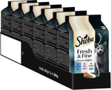 Sheba Portion Pouches Cibo umido per gatti, Multipack Fresh & Fine in gelatina con tonno e salmone MSC, 6x6x50g - Pasti sani per gatti con gelatina