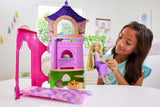 Disney Princess HMV99 - Rapunzel bambola mobile e torre giochi con divertimento a tutto tondo, 6 aree gioco e 15 accessori, ispirata al film Disney, giocattoli per bambole di 3 anni Naty Shop Dolls