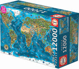 Educa - Meraviglia del mondo, puzzle 12000 pezzi adulti e bambini dai 14 anni, mappa del mondo (19057) Puzzle Naty Shop