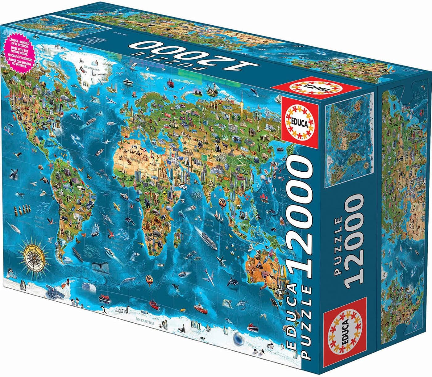 Educa - Meraviglia del mondo, puzzle 12000 pezzi adulti e bambini dai 14 anni, mappa del mondo (19057) Puzzle Naty Shop