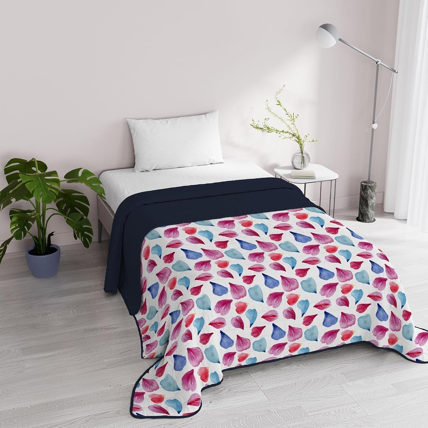 Fantasy Italian Bedding Microfibra Estate 1,5 Letti Murrine Trapunte e Trapunte Naty Shop Petali di Fiori 1 Posto E Mezzo