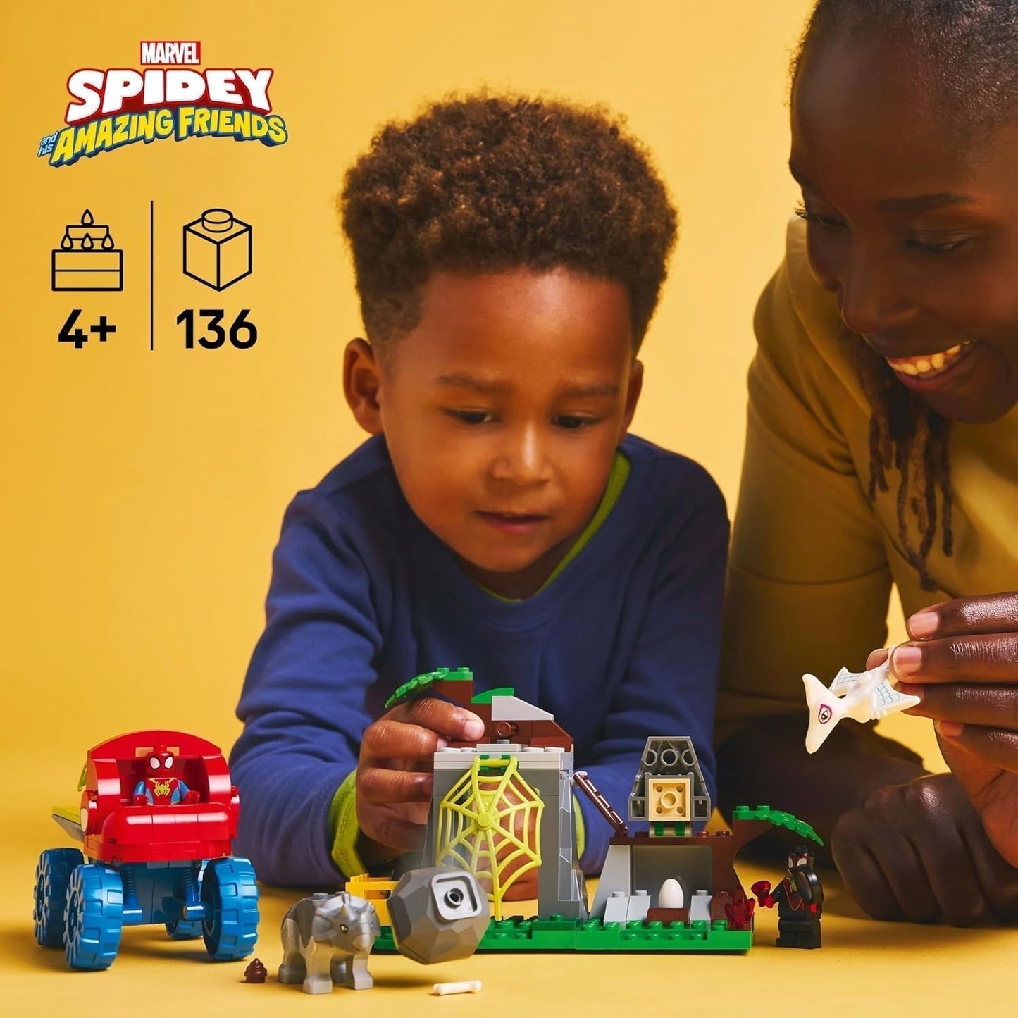 LEGO Marvel La squadra di Spidey in missione di salvataggio nel camion Dino Costruisce un'auto giocattolo per supereroi Set avventura per bambini 4+ Spidey e i suoi super amici 11199 Set da costruzione Acquista il negozio LEGO