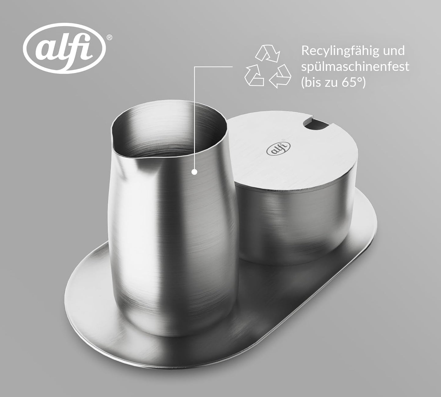 alfi SET LATTE E ZUCCHERO, finitura opaca, set latte e zucchero in acciaio inossidabile di alta qualità, design elegante, lavabile in lavastoviglie, durevole