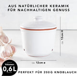 Römertopf Fresh Pot MINI 0,6 litri - Pentola per aglio in ceramica - L'argilla traspirante mantiene le verdure fresche più a lungo - Circolazione dell'aria ideale - Contenitori per alimenti bianchi Naty Shop