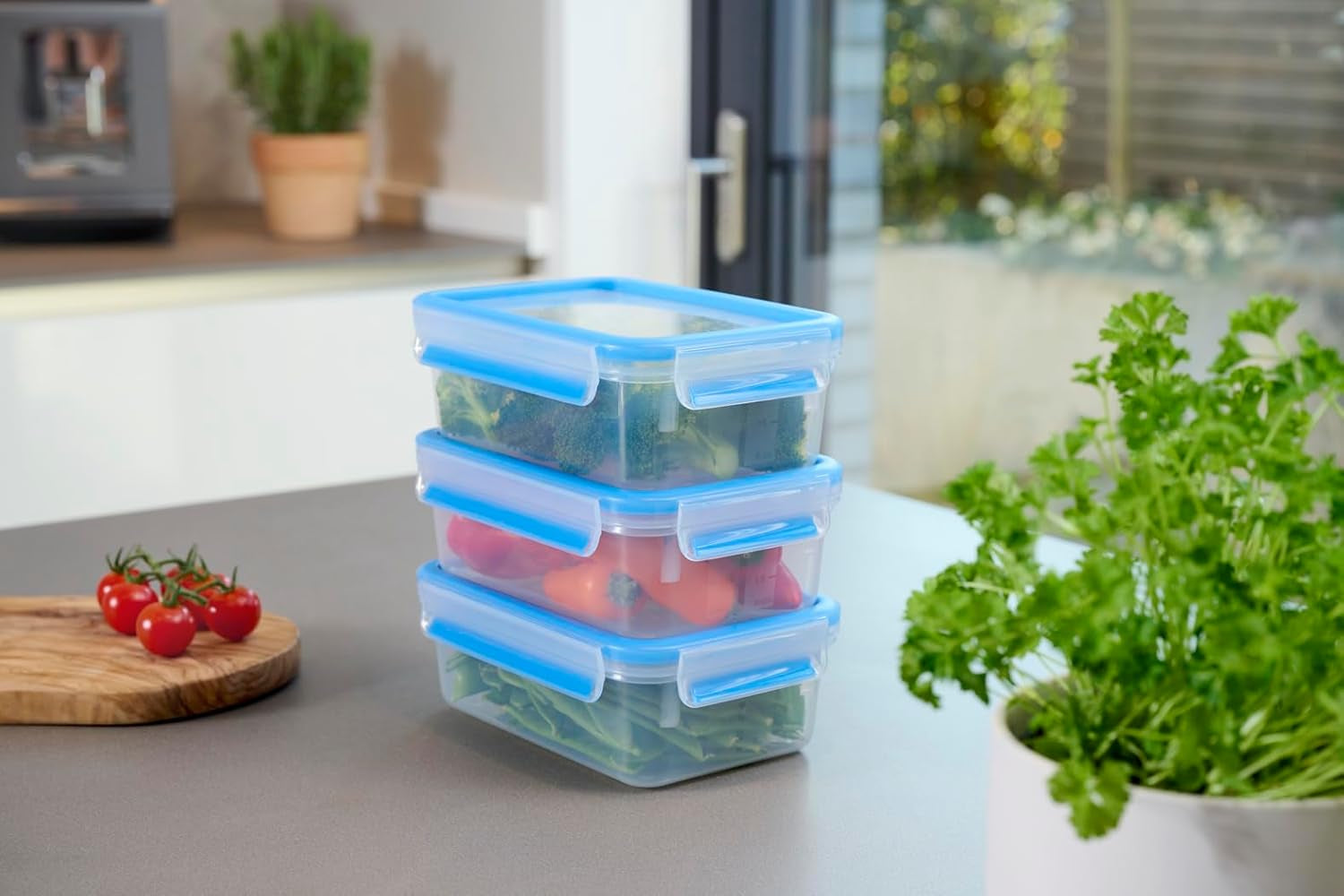 Emsa 508558 Contenitori per alimenti Clip & Close | Set da 3 pezzi | 3 x 1 litro | da -40 a +100 gradi | plastica | Sigillato al 100% | sigillo speciale per la freschezza Scatole per la conservazione degli alimenti Naty Shop