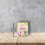 Set di coloranti naturali Heitmann Egg Dye, 3 polveri coloranti all'uovo (giallo, viola, grigio-blu), foglio di adesivi in ​​carta erba