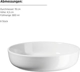 MÄSER, serie Navina, set di stoviglie per 6, stoviglie in porcellana bianca, senza tempo, porcellana, bianco