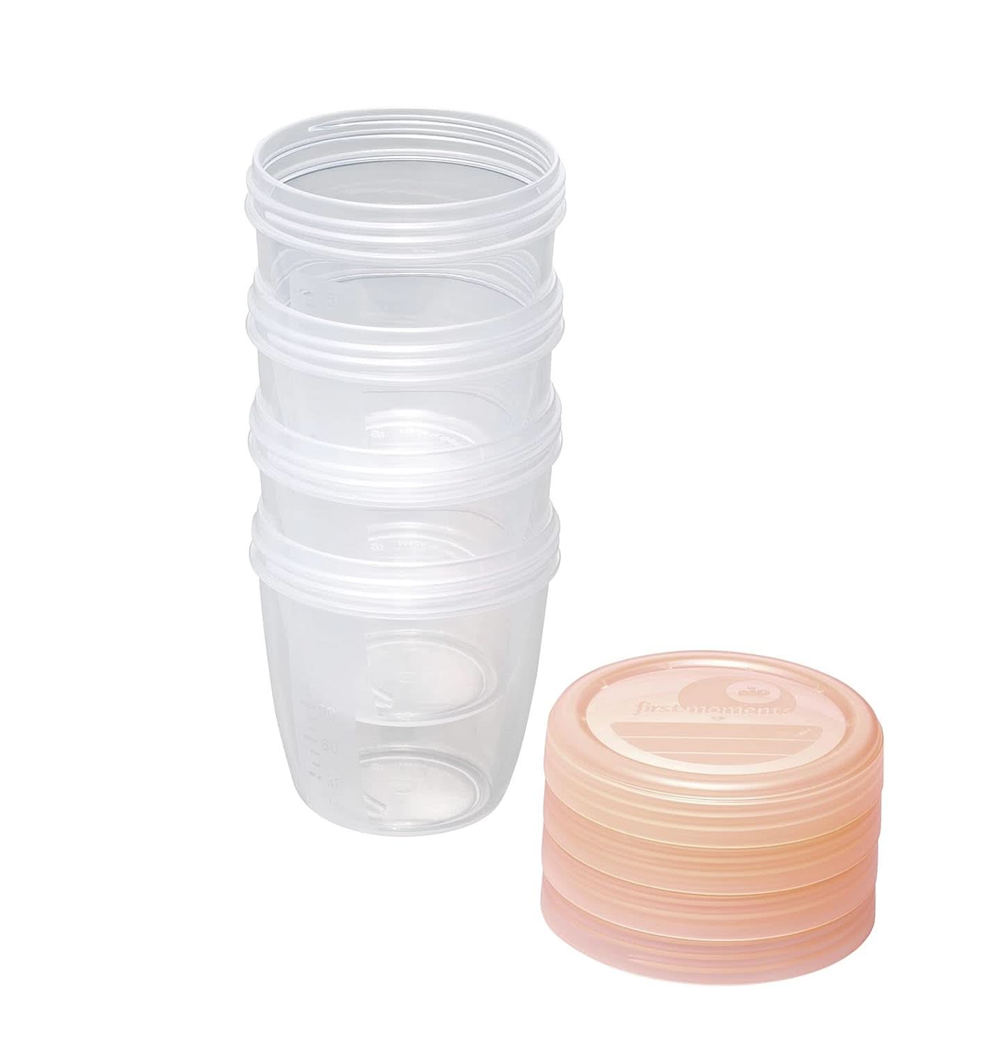 Contenitori latte materno NIP First Moments 150 ml, 4 pezzi: impilabili e a tenuta stagna Accessori Alimentazione e Allattamento Bebe Naty Shop