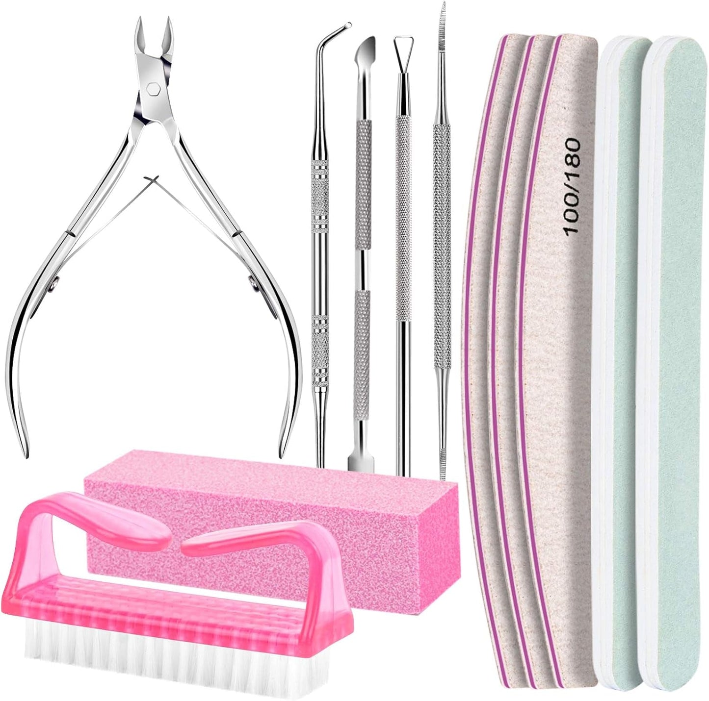 FANDAMEI Set manicure, Buffer Für Nägel, Nagelfeile 100/180, Nagelfeilen Für Gelnägel, Nagelhautschieber, Buffer Für Gelnägel, Feilen Für Gelnägel, Nagelzange, Nagelfeilen Set, Maniküre & Pedicure Set