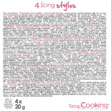 Scrapcooking - Pennarelli 4 pezzi: oro, cioccolato, bianco e rosso - penne commestibili decorative per scrivere e disegnare su dolci, torte e biscotti