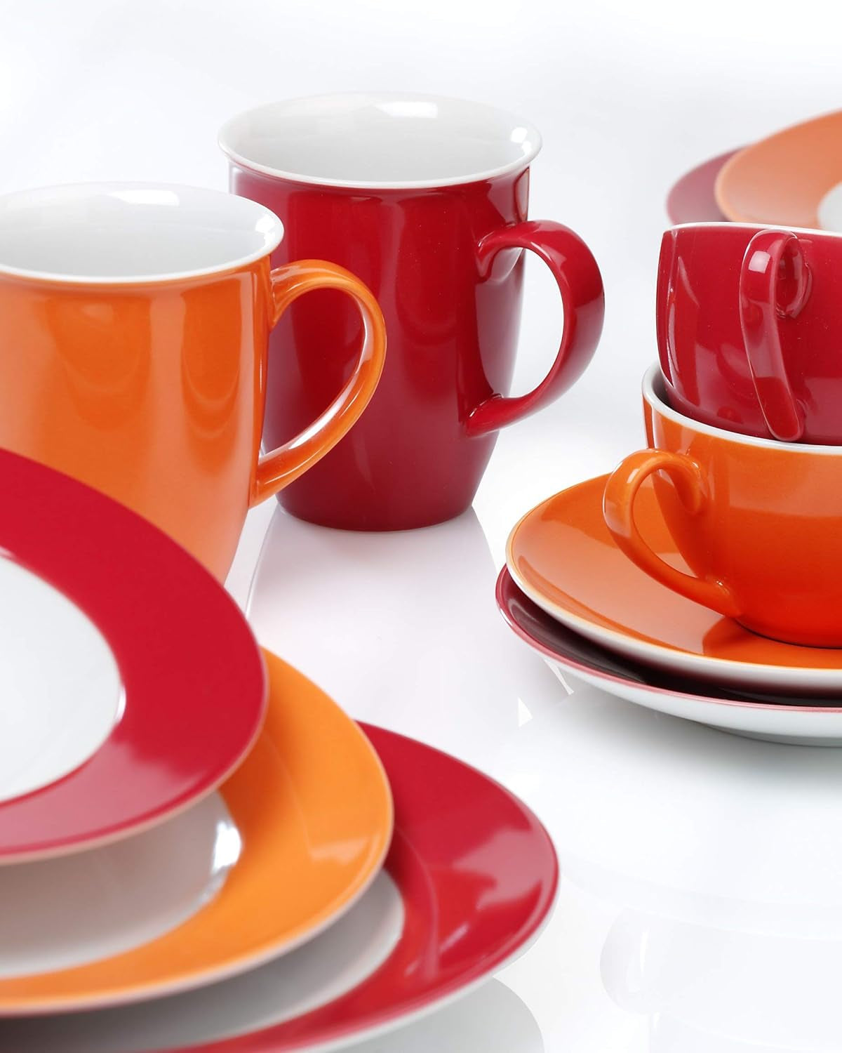 Ritzenhoff & Breker Doppio Servizio Caffè, 12 Pezzi, Porcellana, Rosso