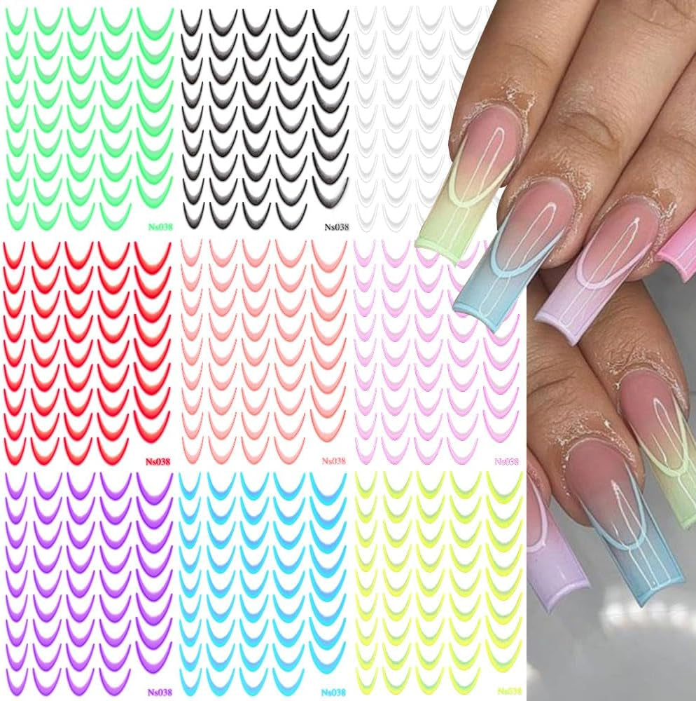 9 colori adesivi per unghie francese adesivi per unghie francese autoadesivo del chiodo foil french unghie gradiente adesivi punta francese adesivi per unghie arte del chiodo nail design adesivi accessori per unghie