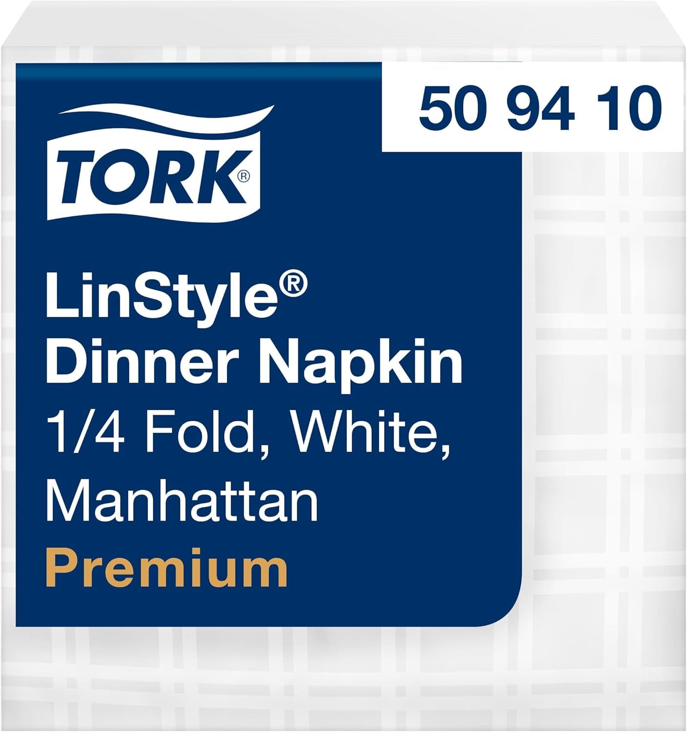 Tork Tovaglioli da tavola Linstyle bianchi, piega 1/4, 19,5 × 19,5 cm, 14 tovaglioli da 50, 509410