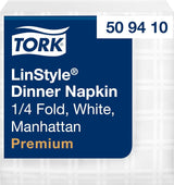 Tork Tovaglioli da tavola Linstyle bianchi, piega 1/4, 19,5 × 19,5 cm, 14 tovaglioli da 50, 509410