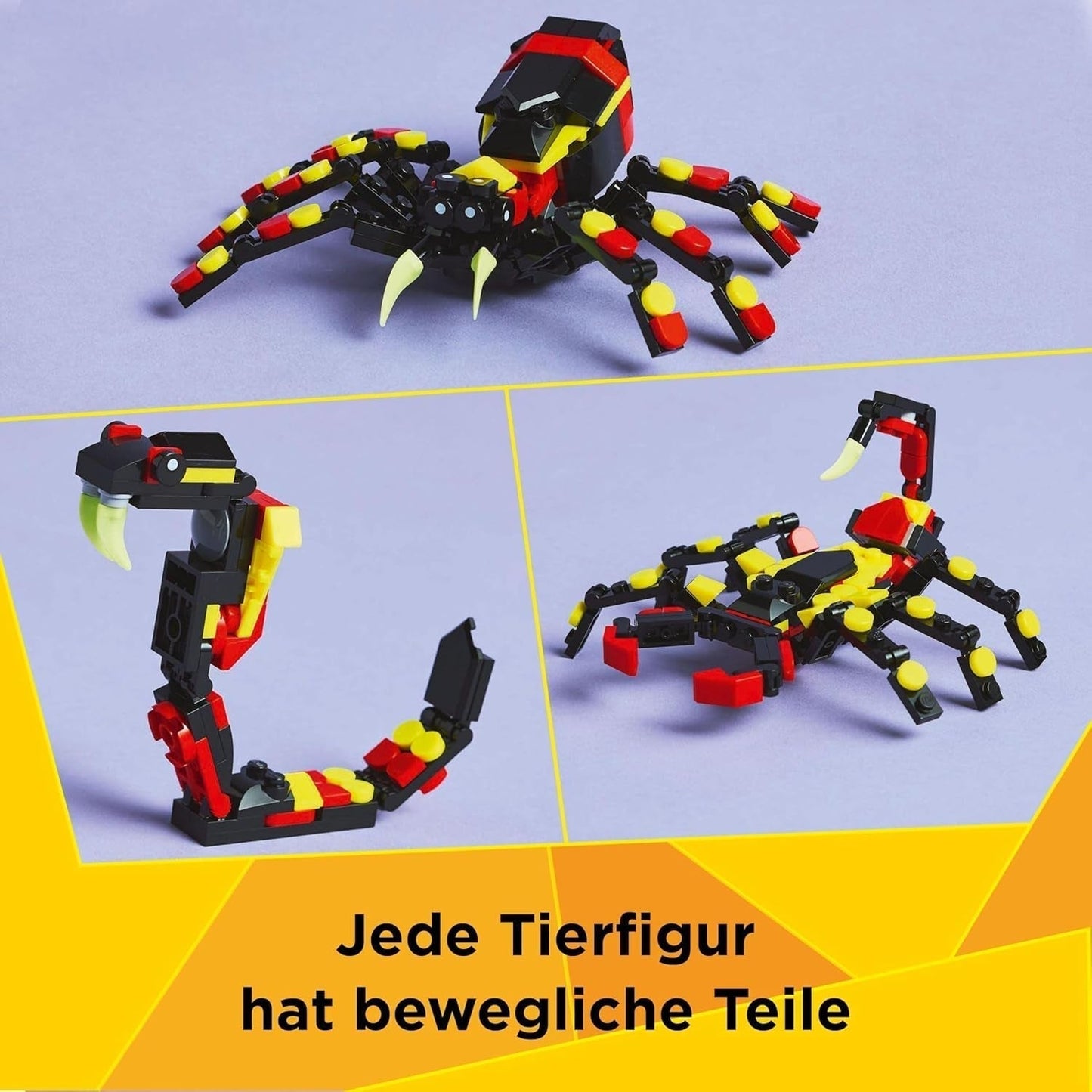 LEGO Creator 3In1 Animali selvatici: Ragno a sorpresa - giocattolo da ricostruire in uno scorpione o in un serpente - set da costruzione con 3 modelli - regalo per ragazzi e ragazze a partire da 7 anni 31159 Set da costruzione Besuche den LEGO-Store
