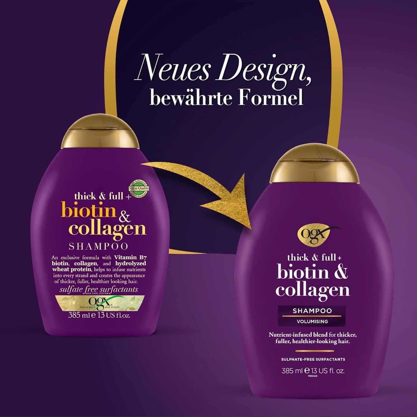OGX Biotin & Collagen Shampoo (385 Ml), Shampoo rinforzante per capelli fini e sottili OGX Doccia e bagno
