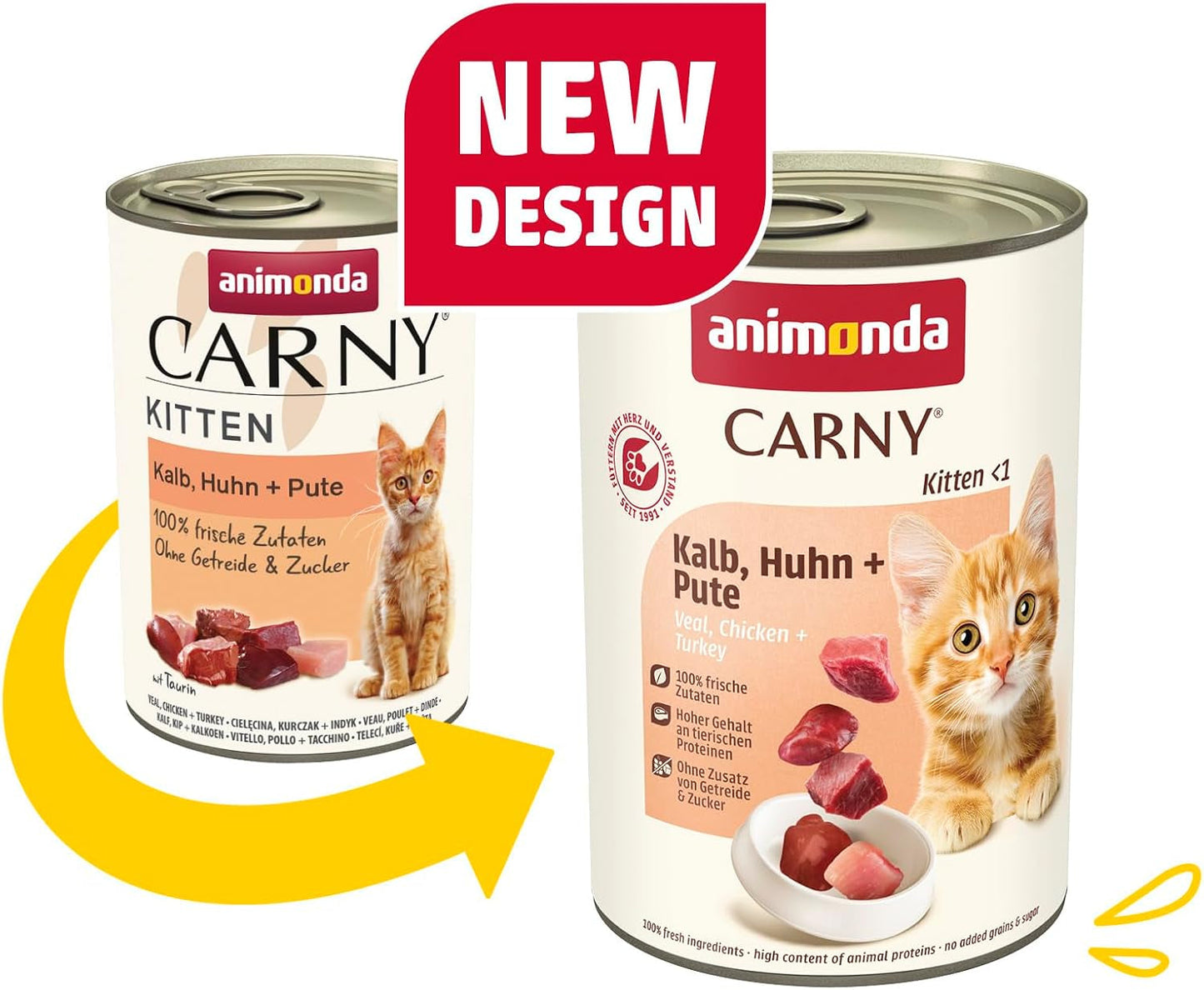 animonda Carny Katzen Nassfutter Kitten Chicken + Pute (12 x 400g), Kitten getreidefreies Katzennassfutter ohne Zucker für wachsende Kätzchen bis 1 Jahr, mit frischen Ingredient