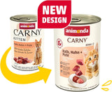 animonda Carny Katzen Nassfutter Kitten Chicken + Pute (12 x 400g), Kitten getreidefreies Katzennassfutter ohne Zucker für wachsende Kätzchen bis 1 Jahr, mit frischen Ingredient