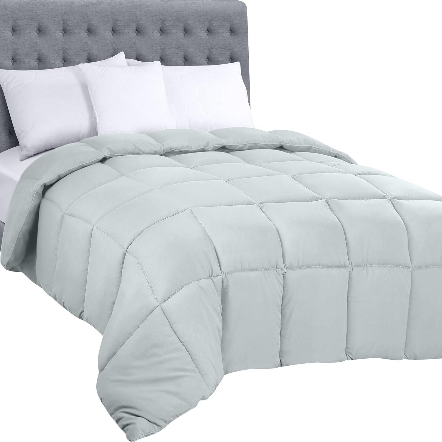 Biancheria da letto Utopia, piumino per tutte le stagioni, imbottitura in fibra siliconata da 250 g/m², letto matrimoniale, cucito in scatola (matrimoniale XL grigio chiaro) Naty Shop Trapunte e piumini bianchi gemelli (1 confezione)