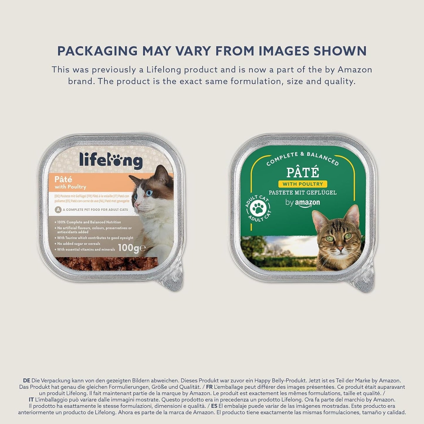 Lifelong di Amazon Katzenfutter, nass, Pastete mit Geflügel, 100 g, 16 Stück