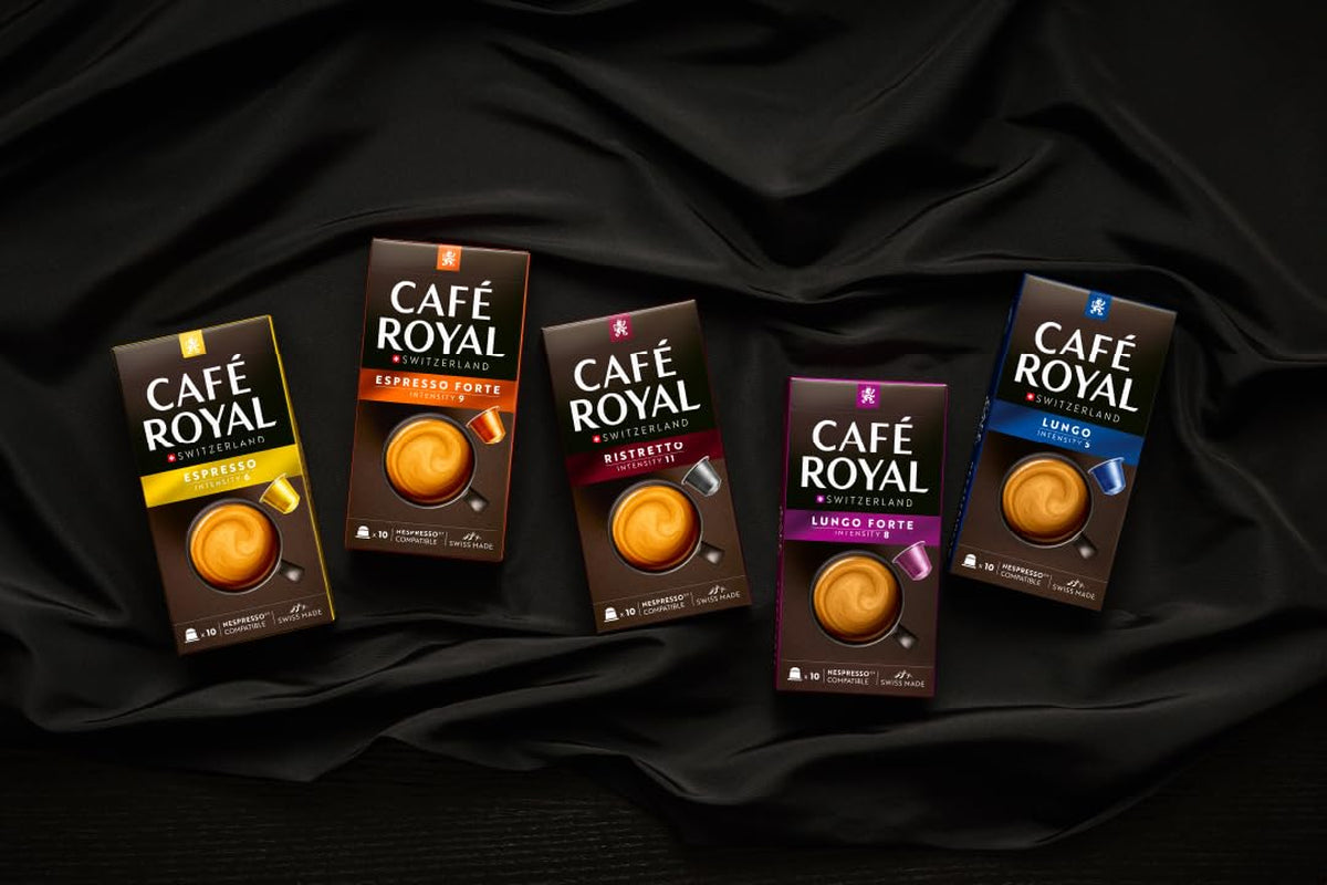 Café Royal Lungo Decaffeinato – Capsule di caffè compatibili Nespresso®, 100% Arabica, Intensità 5/12, Rainforest Alliance, decaffeinato, 100 capsule