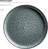 MÄSER 934110 Serie Filippa, Servizio da tavola in ceramica per 4 persone, Servizio da tavola moderno combinato con 16 pezzi; Piatti, ciotole e tazze con smalto reattivo in verde e nero, Gres, Verde