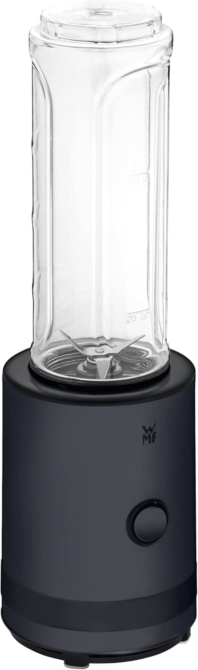 WMF Küchenminis Smoothie-To-Go, Mini Robot da cucina con Zwei Mix-/Trinkbehältern 0,6 L, Mixer Hochleistungsmixer 300 W, Edelstahl Matt, Schwarz Kitchen Naty Shop Deep Black