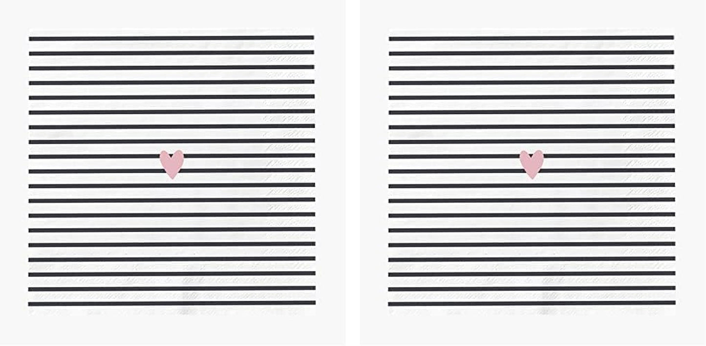 Tovaglioli Grafik Werkstatt con scritta 20 pezzi 25 cm x 25 cm cuore bianco e nero (confezione da 2)