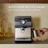 Macchina per caffè espresso KRUPS Authentic+, 15 bar, funzionamento intuitivo, design sofisticato, ugello vapore, accessori estesi inclusi, Bullet Dark silver/Stainless steel, XP384G10