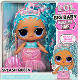 LOL. Sorpresa! Big Baby Hair Hair Hair – SPLASH QUEEN – 27,94 cm große Puppe mit 14 Überraschungen, Accessori zum Teilen und echten Haaren – Für Kinder und Sammler ab 4 Jahren