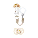 MAMMA | Ciuccio e catenella per ciuccio, 6+ mesi, selezione colore casuale, anatomico, simmetrico, in silicone, lavabile, lunghezza regolabile, compatibile con tutti i tipi di ciuccio