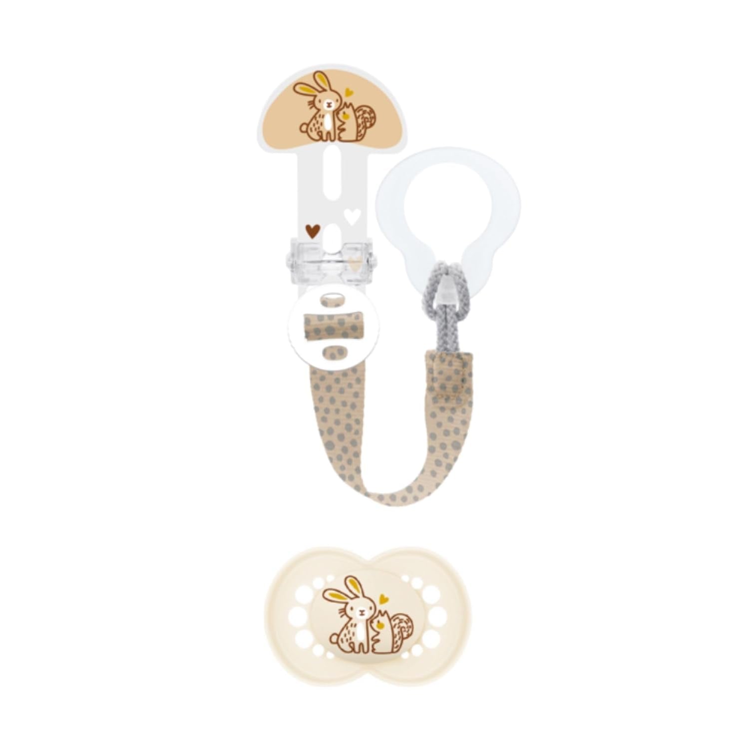 MAMMA | Ciuccio e catenella per ciuccio, 6+ mesi, selezione colore casuale, anatomico, simmetrico, in silicone, lavabile, lunghezza regolabile, compatibile con tutti i tipi di ciuccio